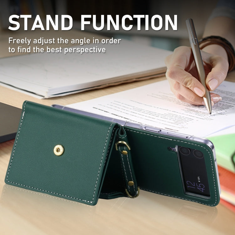 For Samsung Galaxy Z Flip3 5G POLA Color Block Love Buckle Multi-Card Slots Wallet Phone Case(Green) - Galaxy Phone Cases by POLA | Online Shopping UK | buy2fix