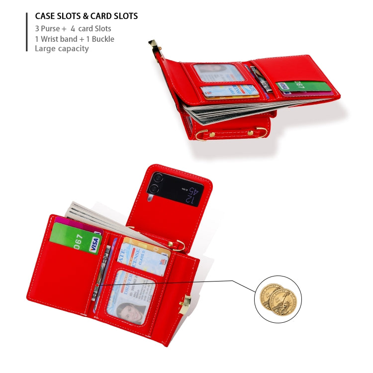 For Samsung Galaxy Z Flip3 5G POLA Color Block Love Buckle Multi-Card Slots Wallet Phone Case(Red) - Galaxy Phone Cases by POLA | Online Shopping UK | buy2fix