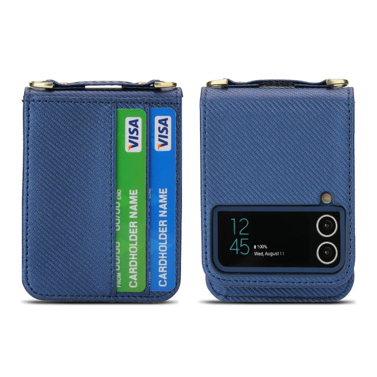 For Samsung Galaxy Z Flip4 POLA Light Luxury Card Slots Leather Phone Case(Blue) - Galaxy Z Flip4 5G Cases by POLA | Online Shopping UK | buy2fix