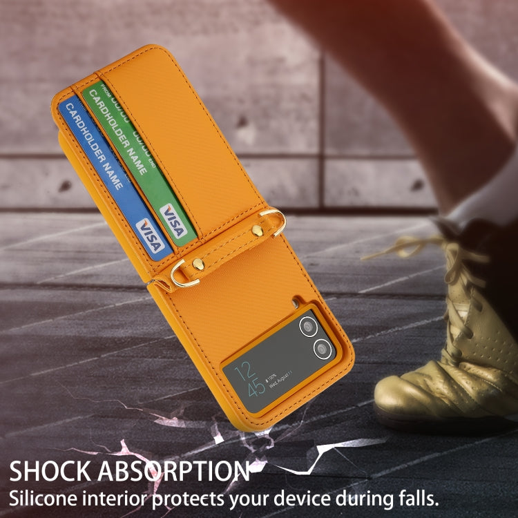 For Samsung Galaxy Z Flip4 POLA Light Luxury Card Slots Leather Phone Case(Yellow) - Galaxy Z Flip4 5G Cases by POLA | Online Shopping UK | buy2fix