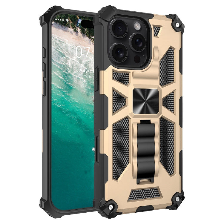 For iPhone 16 Pro Armor Shockproof TPU + PC Magnetic Phone Case with Holder(Gold) - iPhone 16 Pro Cases by buy2fix | Online Shopping UK | buy2fix