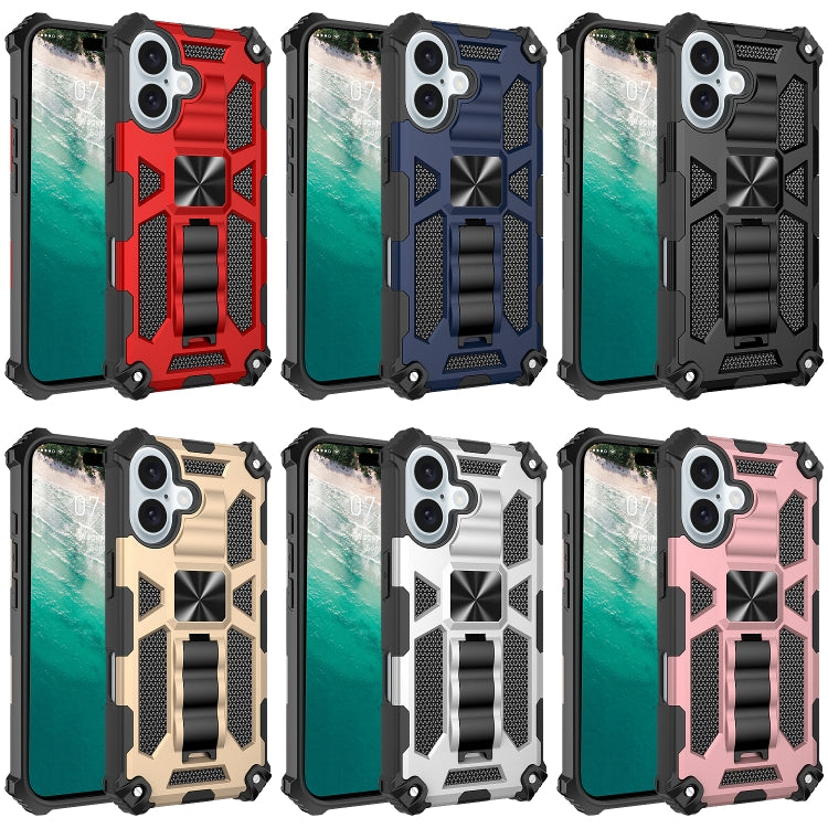 For iPhone 16 Plus Armor Shockproof TPU + PC Magnetic Phone Case with Holder(Gold) - iPhone 16 Plus Cases by buy2fix | Online Shopping UK | buy2fix