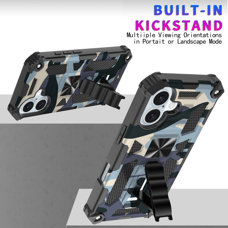 For iPhone 16 Camouflage Armor Kickstand TPU + PC Magnetic Phone Case(Black) - iPhone 16 Cases by buy2fix | Online Shopping UK | buy2fix