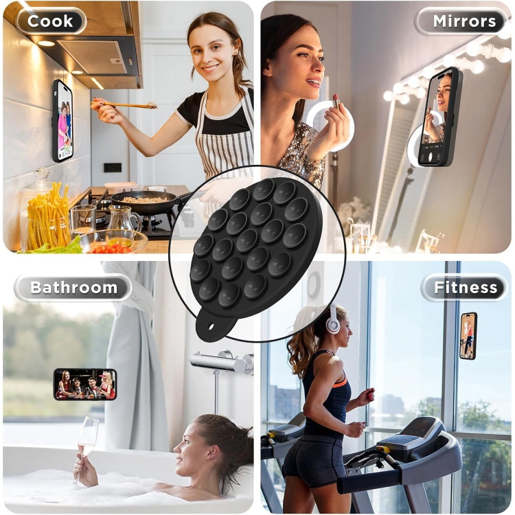 For iPhone 16 Pro Silicone Suction Cup MagSafe Phone Case with Screen Film(Black) - iPhone 16 Pro Cases by buy2fix | Online Shopping UK | buy2fix