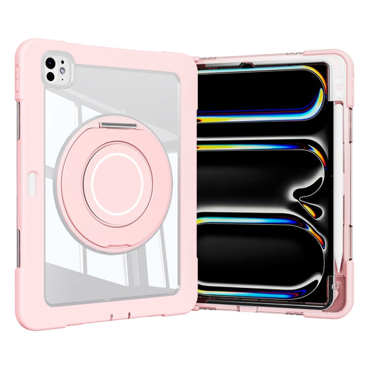 For iPad Pro 11 2024 Crystal Armor PC Hybrid TPU Tablet Case with Pen Slot(Pink) - iPad Pro 11 2024 Cases by buy2fix | Online Shopping UK | buy2fix