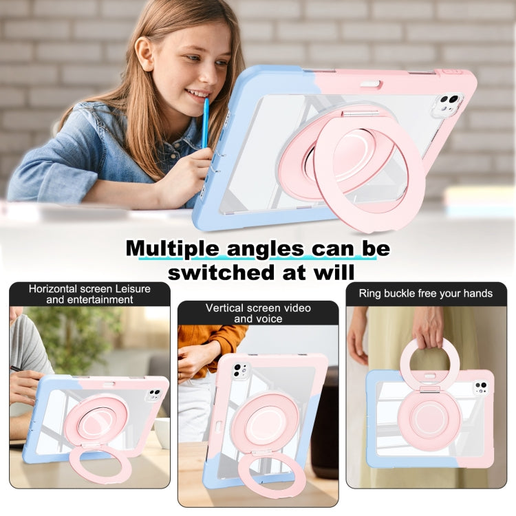 For iPad Pro 11 2024 Crystal Armor PC Hybrid TPU Tablet Case with Pen Slot(Blue Pink) - iPad Pro 11 2024 Cases by buy2fix | Online Shopping UK | buy2fix