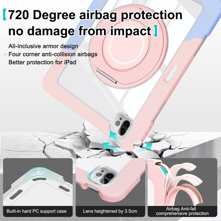 For iPad Pro 11 2022 / Air 10.9 2022 Crystal Armor PC Hybrid TPU Tablet Case with Pen Slot(Blue Pink) - iPad Pro 11 (2022/2021) Cases by buy2fix | Online Shopping UK | buy2fix