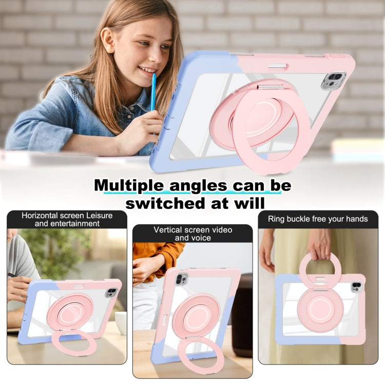 For iPad Pro 11 2022 / Air 10.9 2022 Crystal Armor PC Hybrid TPU Tablet Case with Pen Slot(Blue Pink) - iPad Pro 11 (2022/2021) Cases by buy2fix | Online Shopping UK | buy2fix