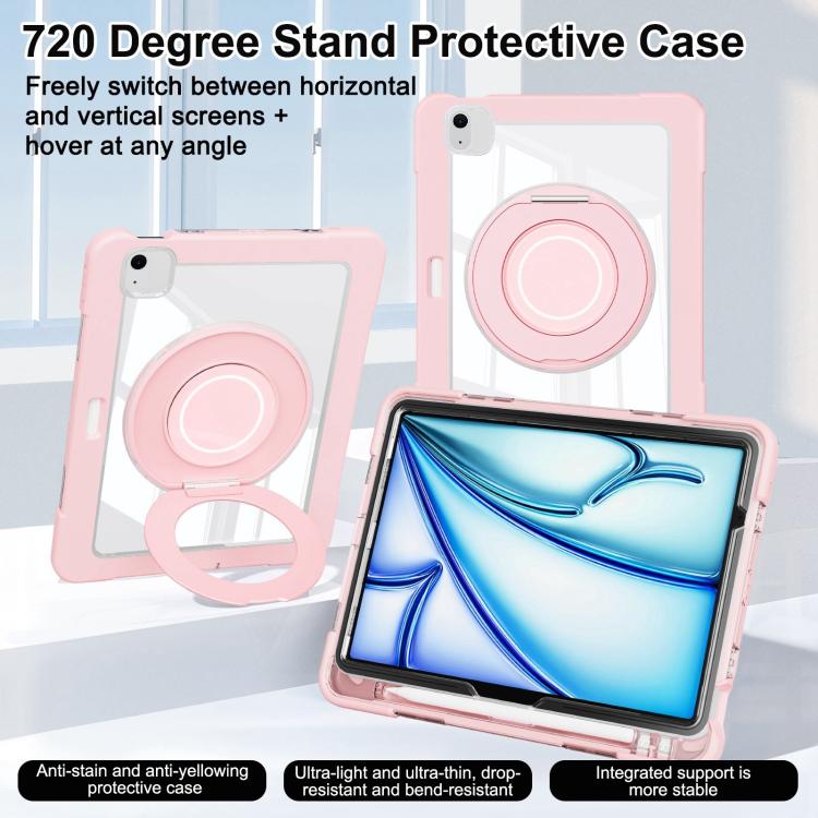 For iPad Air 13 2025 / 2024 Crystal Armor PC Hybrid TPU Tablet Case with Pen Slot(Pink) - iPad Pro 12.9 (2022/2021) Cases by buy2fix | Online Shopping UK | buy2fix