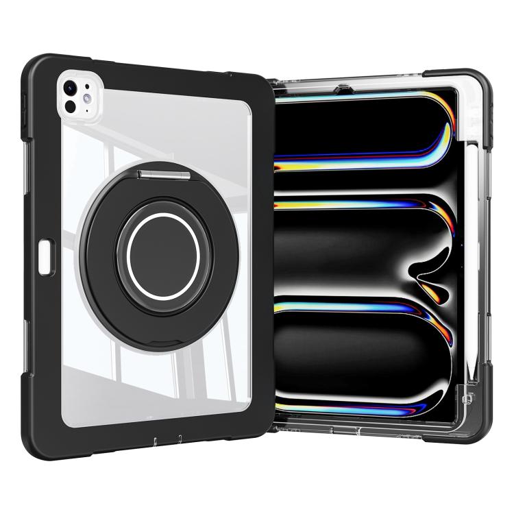 For iPad Pro 13 2024 Crystal Armor PC Hybrid TPU Tablet Case with Pen Slot(Black) - iPad Pro 13 2024 Cases by buy2fix | Online Shopping UK | buy2fix