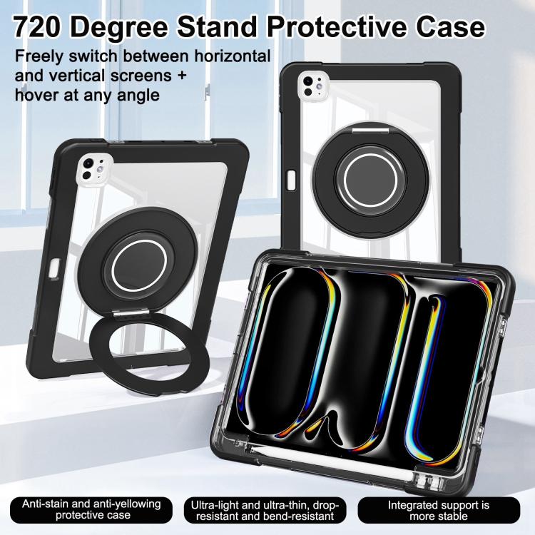 For iPad Pro 13 2024 Crystal Armor PC Hybrid TPU Tablet Case with Pen Slot(Black) - iPad Pro 13 2024 Cases by buy2fix | Online Shopping UK | buy2fix