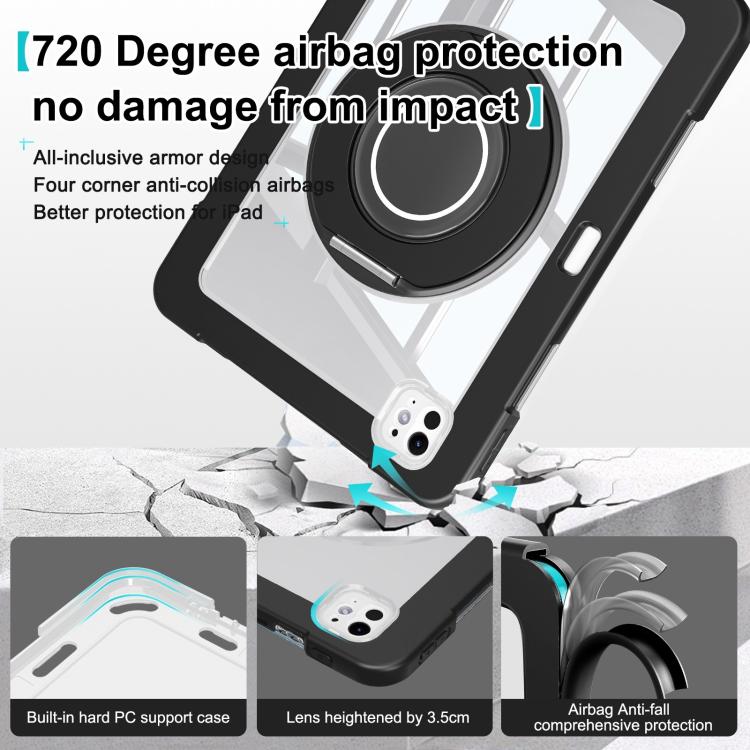 For iPad Pro 13 2024 Crystal Armor PC Hybrid TPU Tablet Case with Pen Slot(Black) - iPad Pro 13 2024 Cases by buy2fix | Online Shopping UK | buy2fix