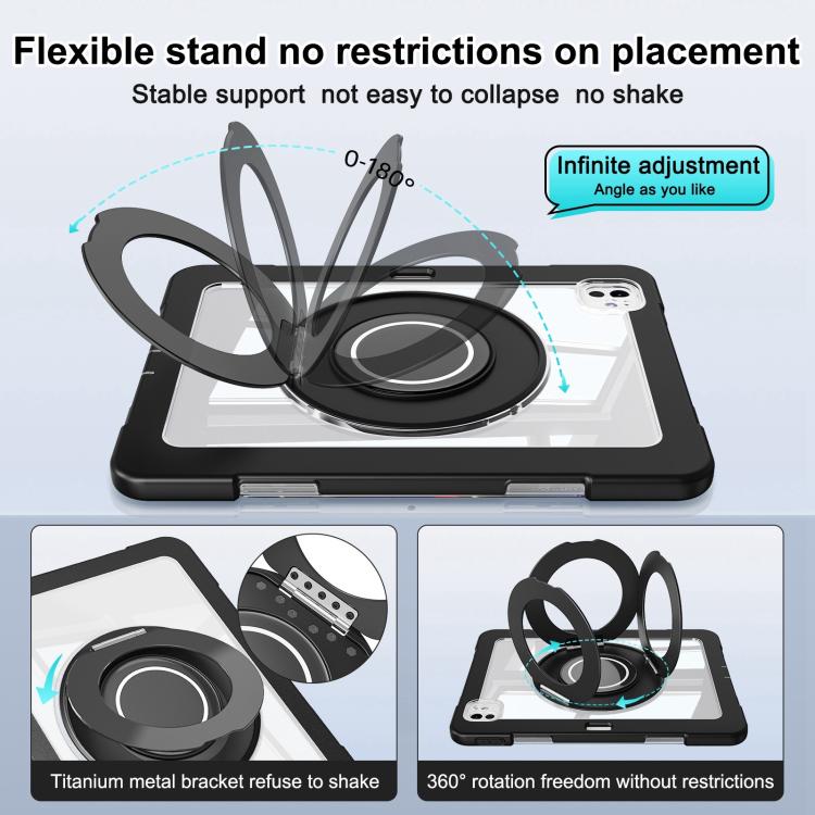For iPad Pro 13 2024 Crystal Armor PC Hybrid TPU Tablet Case with Pen Slot(Black) - iPad Pro 13 2024 Cases by buy2fix | Online Shopping UK | buy2fix
