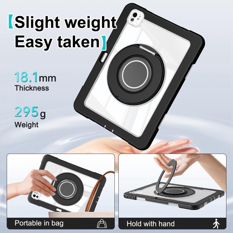 For iPad Pro 13 2024 Crystal Armor PC Hybrid TPU Tablet Case with Pen Slot(Black) - iPad Pro 13 2024 Cases by buy2fix | Online Shopping UK | buy2fix