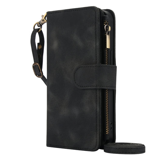 For iPhone 13 Dream 9-Card Zipper Wallet RFID Leather Phone Case with Lanyard(Black) - iPhone 13 Cases by buy2fix | Online Shopping UK | buy2fix