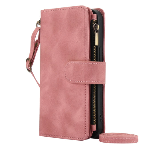For iPhone 14 Dream 9-Card Zipper Wallet RFID Leather Phone Case with Lanyard(Rose Gold) - iPhone 14 Cases by buy2fix | Online Shopping UK | buy2fix