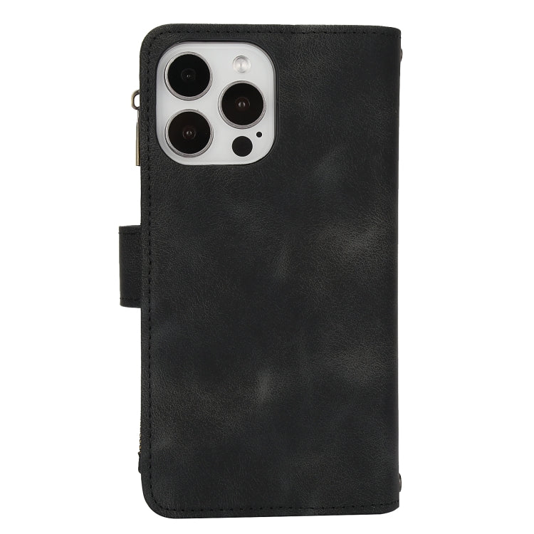 For iPhone 15 Pro Dream 9-Card Zipper Wallet RFID Leather Phone Case with Lanyard(Black) - iPhone 15 Pro Cases by buy2fix | Online Shopping UK | buy2fix