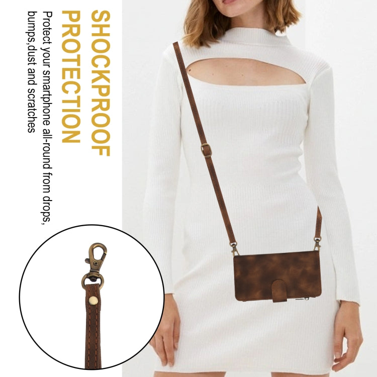 For iPhone 15 Pro Max Dream 9-Card Zipper Wallet RFID Leather Phone Case with Lanyard(Brown) - iPhone 15 Pro Max Cases by buy2fix | Online Shopping UK | buy2fix