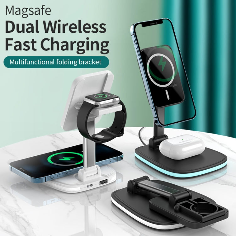 LXF-171 15W Multifunctional Desktop Folding Stand Magsafe Wireless Charger(Black) - Wireless Charger by buy2fix | Online Shopping UK | buy2fix