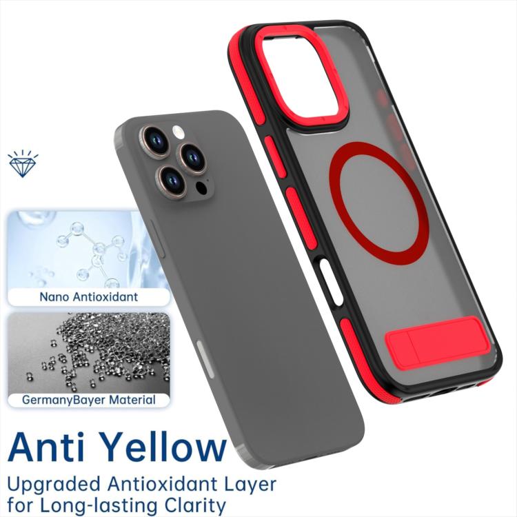 For iPhone 15 Pro Dual-Color Skin Feel Magsafe Phone Case with Holder(Red) - iPhone 15 Pro Cases by buy2fix | Online Shopping UK | buy2fix