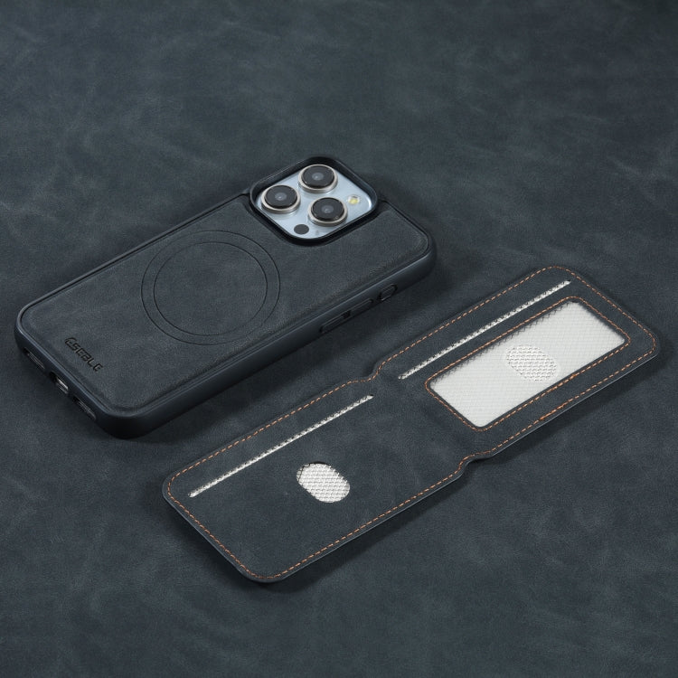 For iPhone 16 ESEBLE E2 Retro Texture Card Slots MagSafe RFID Leather Case(Black) by ESEBLE