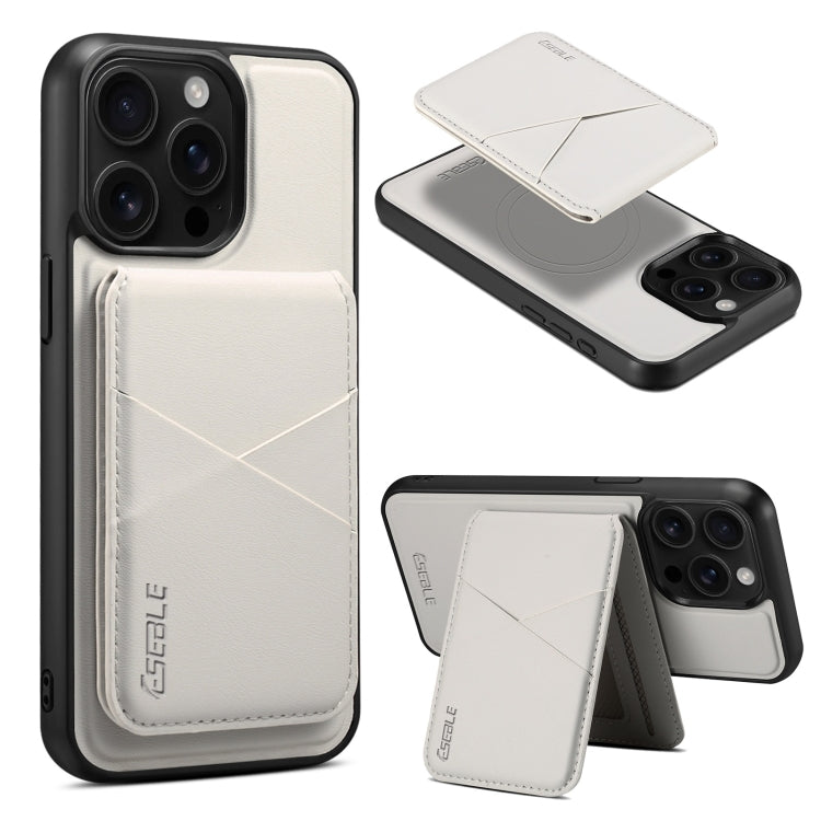 For iPhone 14 Pro ESEBLE E3 Plain Texture Card Slots MagSafe RFID Leather Case(Ivory) - iPhone 14 Pro Cases by ESEBLE | Online Shopping UK | buy2fix