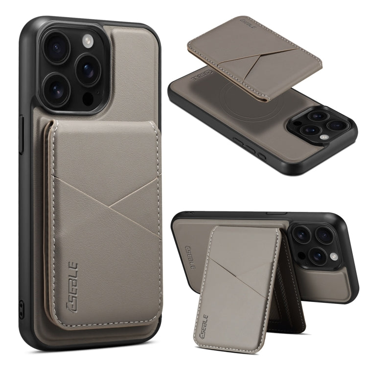 For iPhone 15 Pro ESEBLE E3 Plain Texture Card Slots MagSafe RFID Leather Case(Grey) - iPhone 15 Pro Cases by ESEBLE | Online Shopping UK | buy2fix