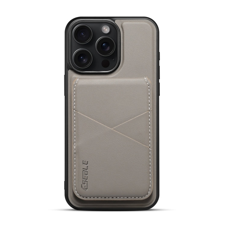 For iPhone 15 Pro ESEBLE E3 Plain Texture Card Slots MagSafe RFID Leather Case(Grey) - iPhone 15 Pro Cases by ESEBLE | Online Shopping UK | buy2fix