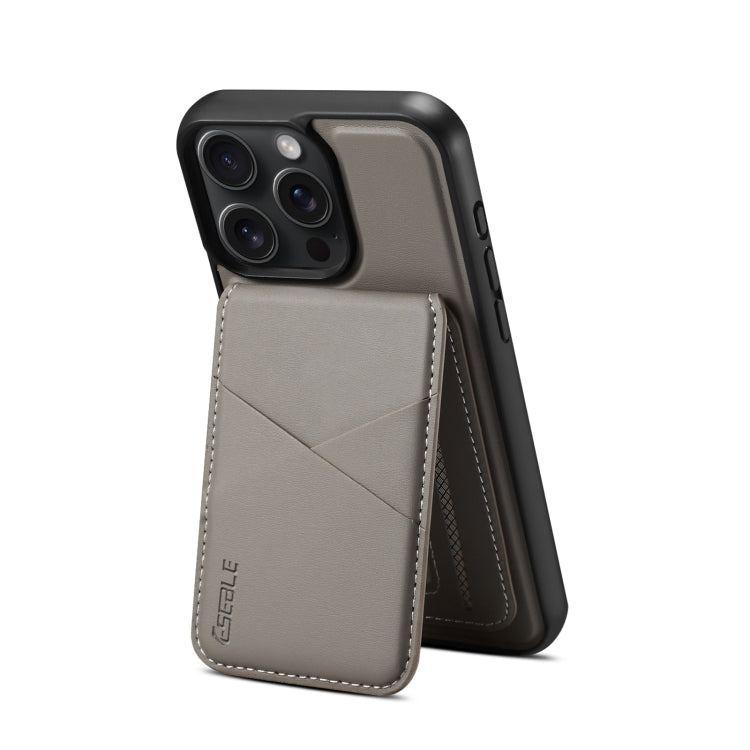 For iPhone 15 Pro ESEBLE E3 Plain Texture Card Slots MagSafe RFID Leather Case(Grey) - iPhone 15 Pro Cases by ESEBLE | Online Shopping UK | buy2fix