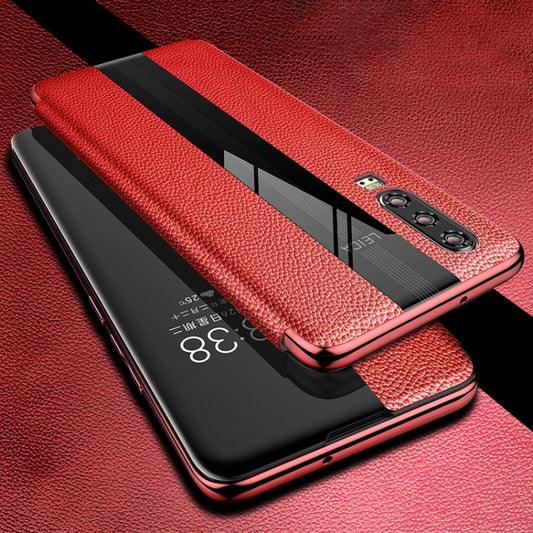 For Huawei P30 Pro Genuine Leather Smart Flip Protective Case(Red) - Huawei Cases by buy2fix | Online Shopping UK | buy2fix