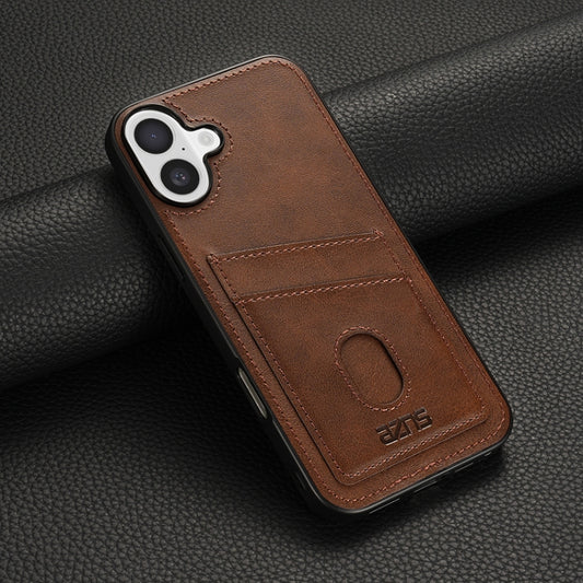 For iPhone 16 Plus AZNS K1 Series Card Slot Business Phone Case(Brown) by AZNS
