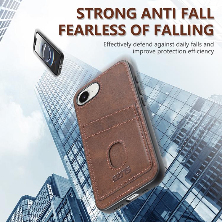 For iPhone 16e AZNS K1 Series Card Slot Business Phone Case(Brown) - iPhone 16e Cases by AZNS | Online Shopping UK | buy2fix