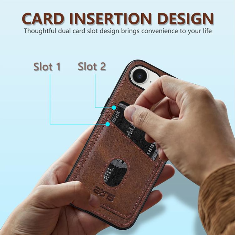 For iPhone 16e AZNS K1 Series Card Slot Business Phone Case(Brown) - iPhone 16e Cases by AZNS | Online Shopping UK | buy2fix