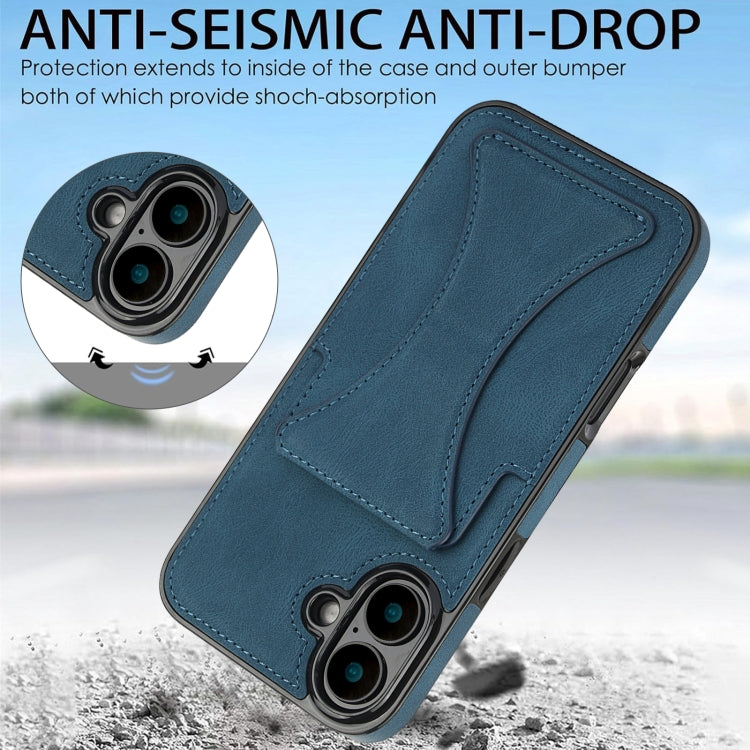 For iPhone 16 Plus Ultra-thin Shockproof Phone Protective Case with Holder(Blue) - iPhone 16 Plus Cases by buy2fix | Online Shopping UK | buy2fix