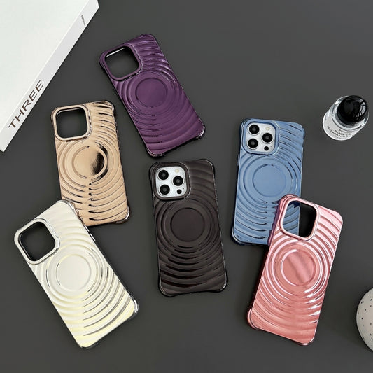 For iPhone 16 Plus Electroplating Wave MagSafe Phone Case(Purple) by buy2fix