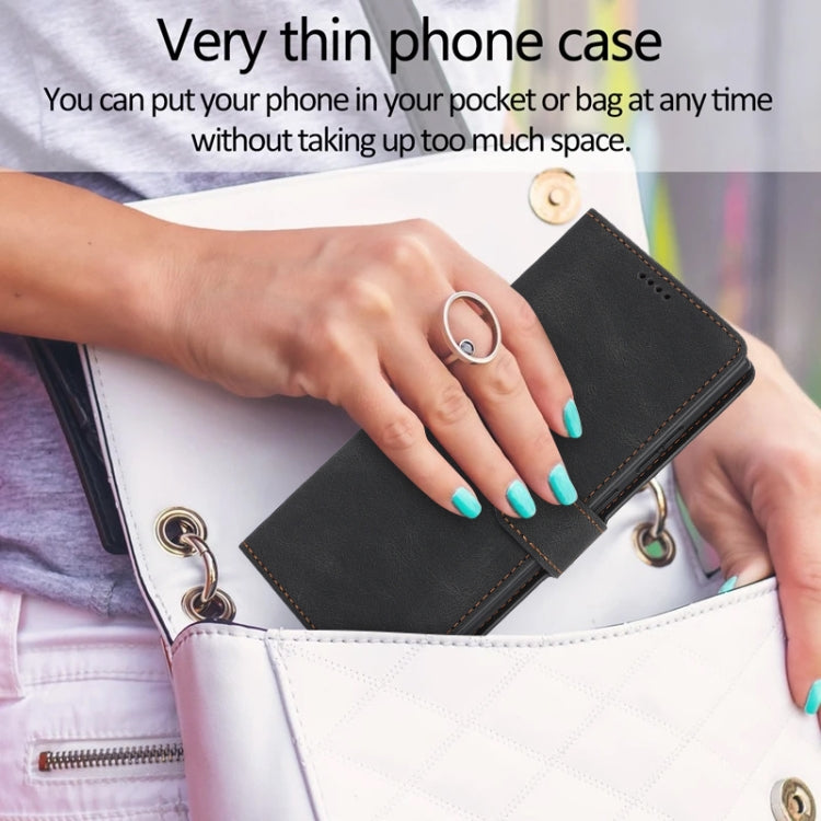 For Samsung Galaxy S25 Ultra 5G Fantasy Skin-feel Calfskin Texture Leather Phone Case(Black) by buy2fix