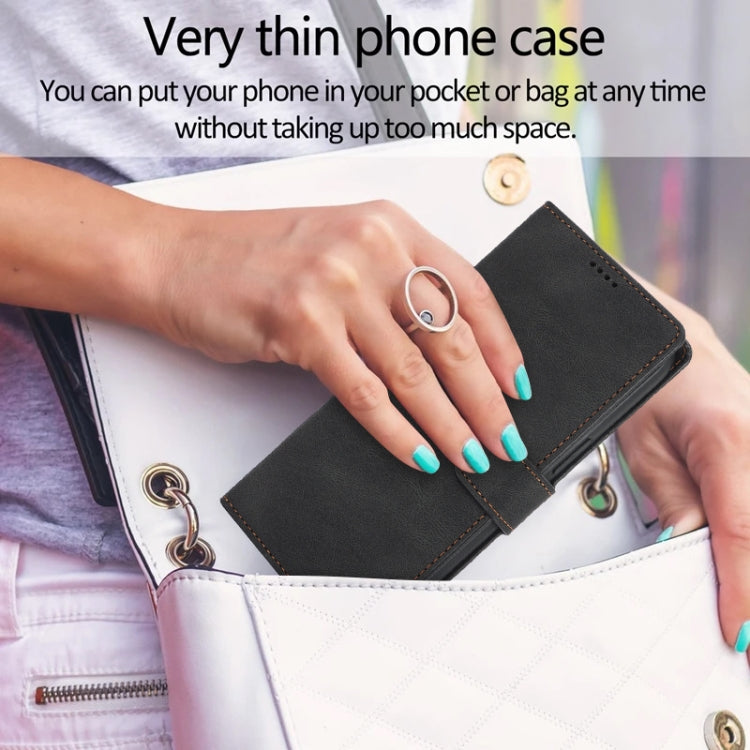 For iPhone 16 Pro Max Fantasy Skin-feel Calfskin Texture Leather Phone Case(Black) by buy2fix