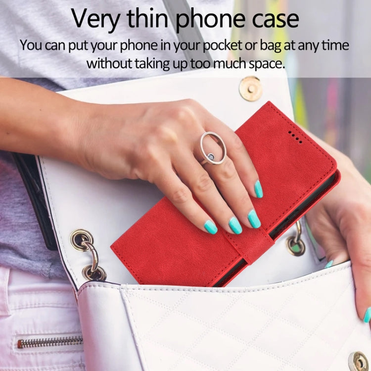 For iPhone 16 Plus Fantasy Skin-feel Calfskin Texture Leather Phone Case(Red) by buy2fix