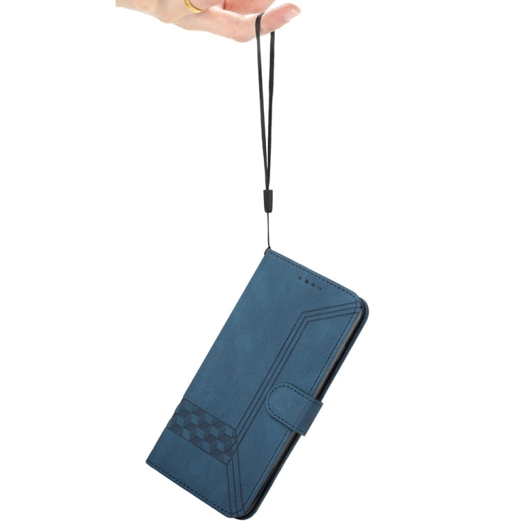 For Samsung Galaxy S25 Ultra 5G Cubic Skin Feel Flip Leather Phone Case(Blue) by buy2fix