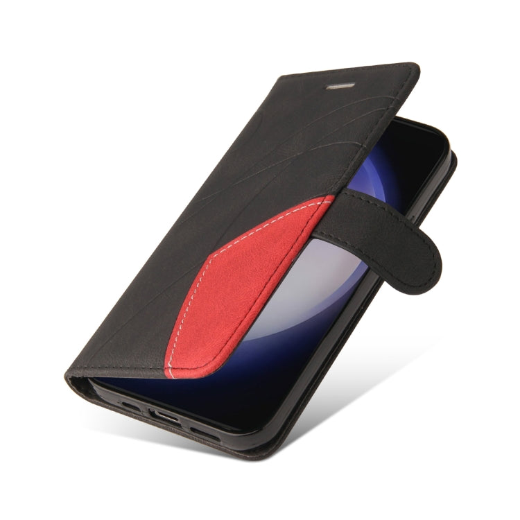 For Samsung Galaxy S25+ / S24+ 5G Dual-color Splicing Flip Leather Phone Case(Black) by buy2fix