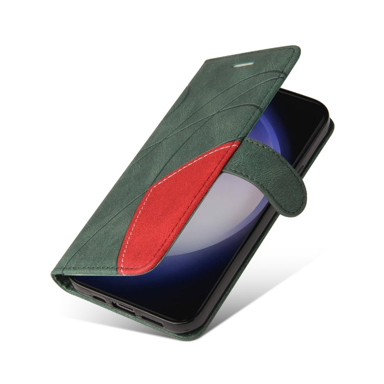 For Samsung Galaxy S25+ / S24+ 5G Dual-color Splicing Flip Leather Phone Case(Green) by buy2fix
