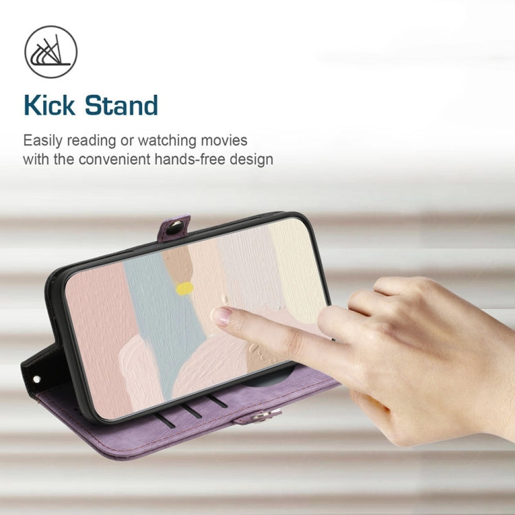 For Samsung Galaxy S25+ 5G Side Buckle Double Fold Hand Strap Leather Phone Case(Purple) - Galaxy S25+ 5G Cases by buy2fix | Online Shopping UK | buy2fix