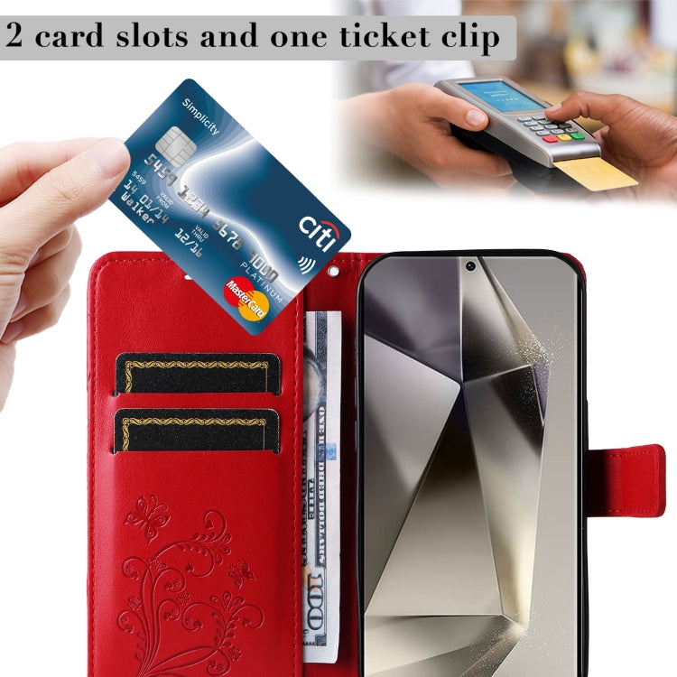 For Samsung Galaxy S25 Ultra 5G 3D Butterfly Embossed Pattern Flip Leather Phone Case(Red) by buy2fix