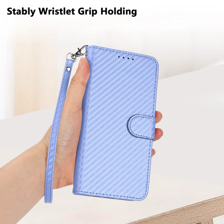 For Samsung Galaxy S25+ 5G YX0070 Carbon Fiber Buckle Leather Phone Case with Lanyard(Light Purple) - Galaxy S25+ 5G Cases by buy2fix | Online Shopping UK | buy2fix