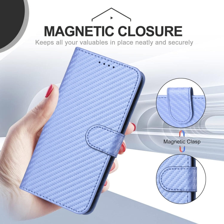 For Samsung Galaxy S25+ 5G YX0070 Carbon Fiber Buckle Leather Phone Case with Lanyard(Light Purple) - Galaxy S25+ 5G Cases by buy2fix | Online Shopping UK | buy2fix