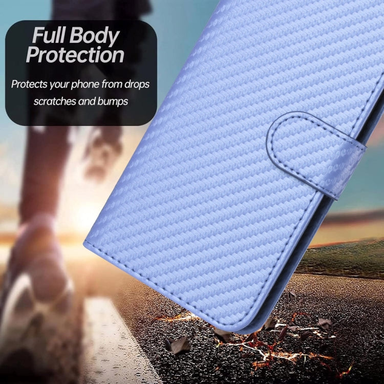 For Samsung Galaxy S25+ 5G YX0070 Carbon Fiber Buckle Leather Phone Case with Lanyard(Light Purple) - Galaxy S25+ 5G Cases by buy2fix | Online Shopping UK | buy2fix