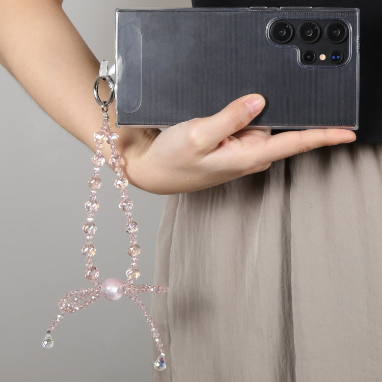 Mobile Phone Anti-lost Bowknot Bead Chain Short Lanyard(Pink) - Lanyards & Wrist Straps by buy2fix | Online Shopping UK | buy2fix