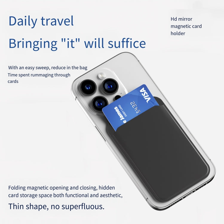 Magnetic Card Bag Phone Desktop Holder with Mirror(Navy Blue) - Others Accessories by buy2fix | Online Shopping UK | buy2fix