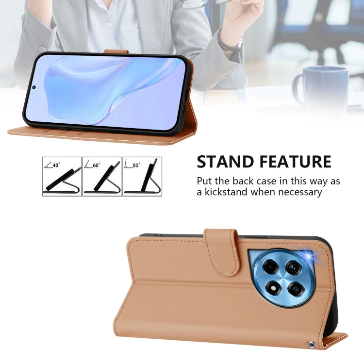 For OnePlus 12 5G Global Skin Feel Solid Color Leather Phone Case with Lanyard(Nude) - OnePlus Cases by buy2fix | Online Shopping UK | buy2fix