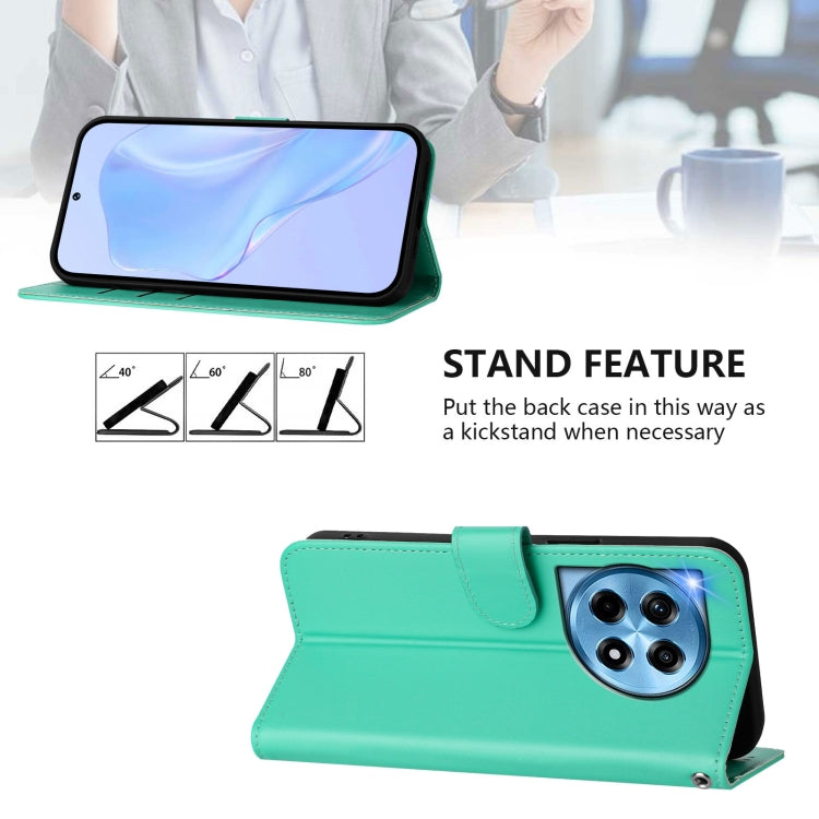 For OnePlus 12 5G Global Skin Feel Solid Color Leather Phone Case with Lanyard(Green) - OnePlus Cases by buy2fix | Online Shopping UK | buy2fix